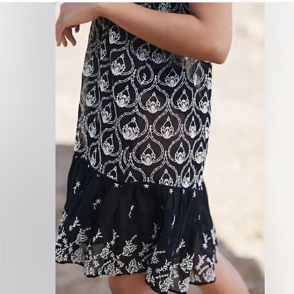 Anthropologie Sheer Embroidered Mini Dress Size S - Picture 4 of 6